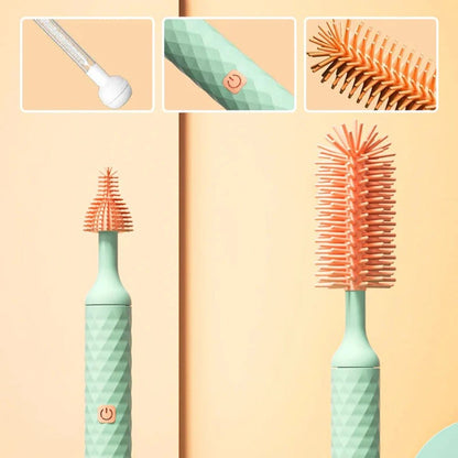 360 Degree Rotating Electric Silicone Baby Bottle Cleaning Brush with Long Handle. - Tru Tulip