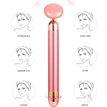 5 - in - 1 Electric Vibrating Crystal Beauty Massager Gua Sha Jade Roller for Face Lifting. - Tru Tulip