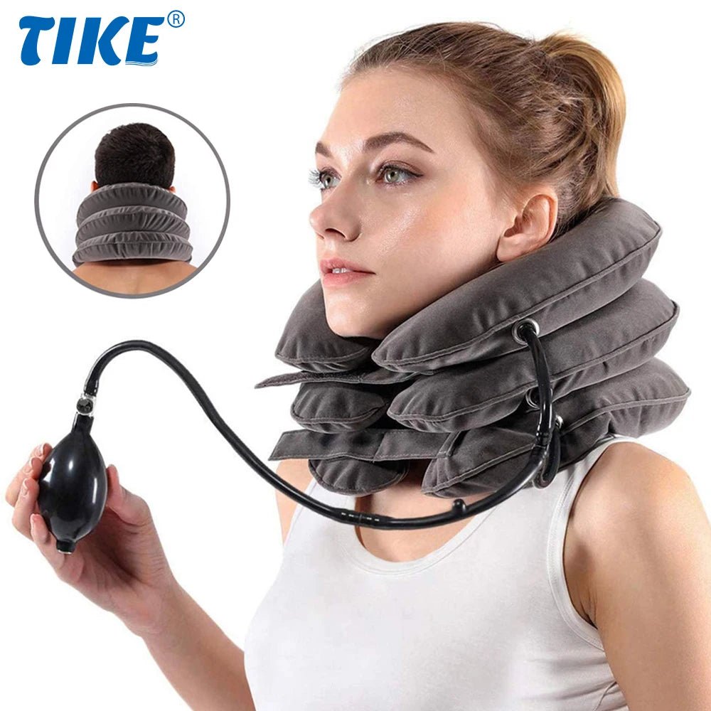 Cervical Neck Portable Traction Spine and Neck Pillow Stretcher - The Inflatable Collar Works for Chronic Neck and Shoulder Alignment Ache at Home. - Tru Tulip