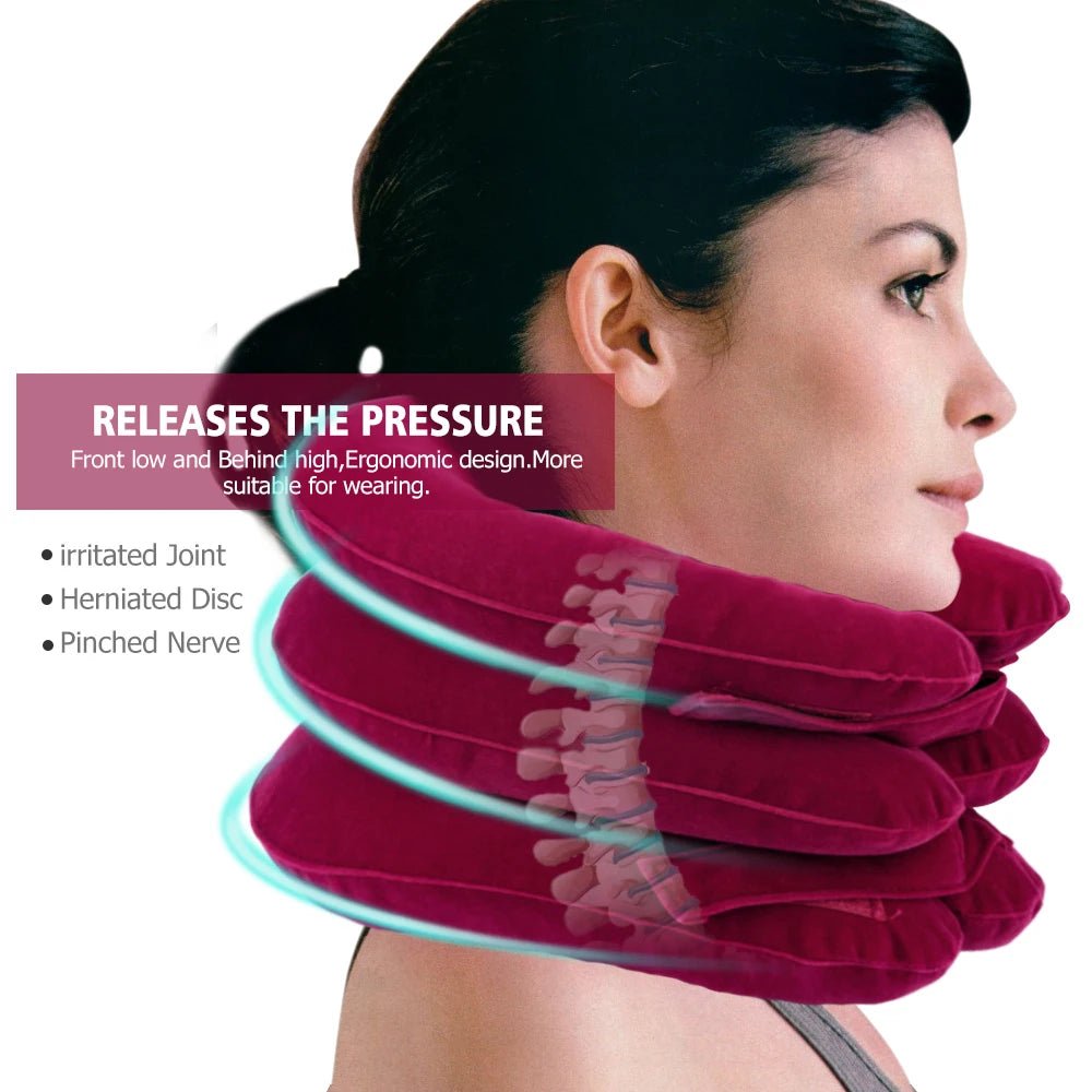 Cervical Neck Portable Traction Spine and Neck Pillow Stretcher - The Inflatable Collar Works for Chronic Neck and Shoulder Alignment Ache at Home. - Tru Tulip