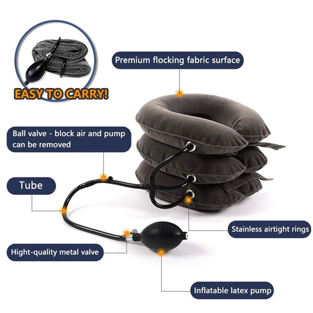 Cervical Neck Portable Traction Spine and Neck Pillow Stretcher - The Inflatable Collar Works for Chronic Neck and Shoulder Alignment Ache at Home. - Tru Tulip