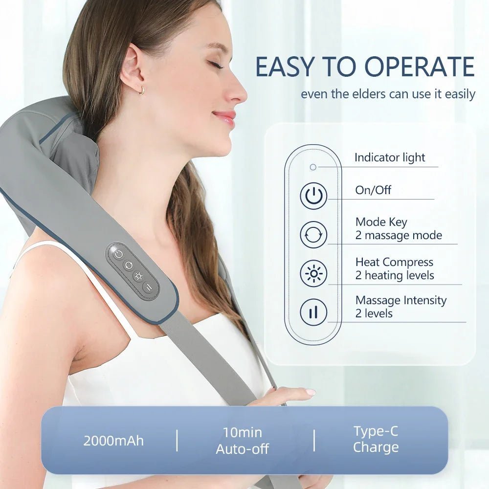 Electric Neck and Back Wireless Massager That Serves as Kneading for Cervical Trapezius. - Tru Tulip