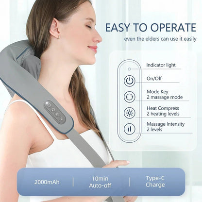 Electric Neck and Back Wireless Massager That Serves as Kneading for Cervical Trapezius. - Tru Tulip